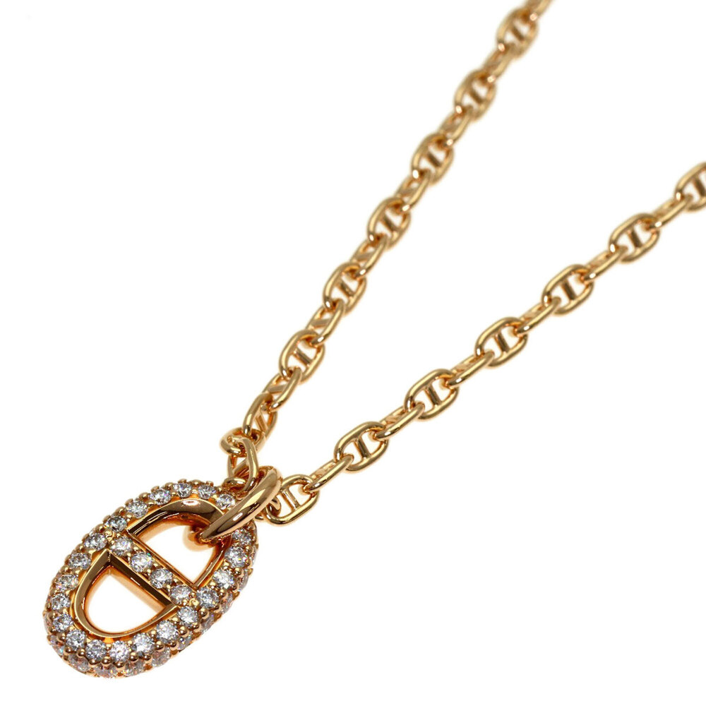 Hermes Chaine d'Ancre Farandole PM Diamond Necklace 18K Pink Gold Women's HERMES